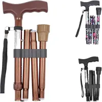 Famanu – Opvouwbare wandelstokken voor mannen, verstelbaar, aluminium, lichtgewicht, ideaal voor senioren en balans, zwart