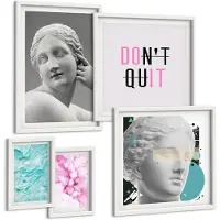 Wallfluent 5-Delige Schilderij Set - Stijlvolle Decoraties Met Klassieke En Moderne Inspiratie. - 50 x 50 cm, 20 x 30 cm En 40 x 60 cm - Stijlvolle Muurdecoratie - Slaapkamer