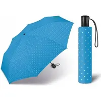 Happy Rain Automatische Paraplu Blauw met Stippen & Hoesje