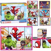 Marvel Spidey en supervrienden Plastic DRAAIBARE blokken, kubusblokken VOOR JONGENS - 12 blokken Clementoni