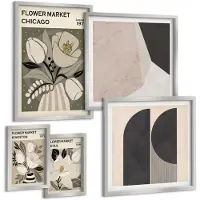 Wallfluent 5-Delige Schilderij Set - Familie, Liefde, Thuis, Warmte In Eenvoudige Slogans - 20 x 30 cm - Moderne Wanddecoratie - Woonkamer - Woonkamer Decoratie