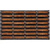 Famanu – Bruine deurmat 45 x 75 cm, kokos en rubberen mat voor binnen en buiten, antislip en wasbare vuilvangmat met waterafvoergaten