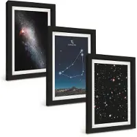 Wallfluent 3-Delige Schilderij Set - Sterrenbeeld Steenbok En De Melkweg - 20 x 30 cm - Muurdecoratie - Wanddecoratie - Hal - Woonkamer Decoratie