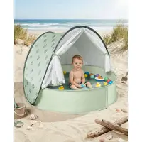 Famanu – Strandtent voor baby's met UV-bescherming 50+, pop-up strandtent voor kinderen, automatische opbouw, windbescherming, inclusief draagtas en haringen, zomermust-have in 3-in-1 groen
