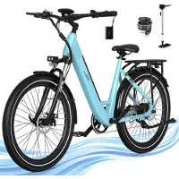 RCB 27.5" Elektrische Stadsfiets Dames - 60-90 km Trendy City Commuter E-Bike -250W - Koppelsensor - 27% Klimvermogen - 7 Versnellingen - Schijfremmen - Met App & NFC - Blauw