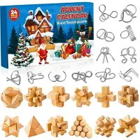 Famanu – Adventskalender voor kinderen, 24 dagen kerstkalender met cadeaus, puzzelspellen en metalen en houten breinbrekers, kerstcadeau voor jongens, meisjes, tieners en volwassenen
