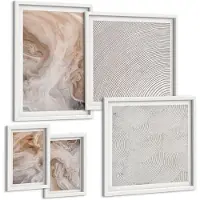 Wallfluent 5-Delige Schilderij Set - Abstracte Marmerpatronen, Steentexturen - 50 x 50 cm, 20 x 30 cm En 40 x 60 cm - Schilderijen Set - Wanddecoratie - Woonkamer - Moderne Wanddecoratie