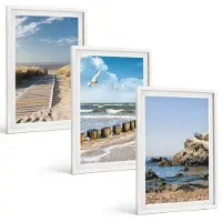 Wallfluent 3-Delige Schilderij Set - Strand Met Een Houten Pad, Zee En Kliffen Aan Zee. - 40 x 60 - Wanddecoratie - Muurdecoratie - Woonkamer - Moderne Wanddecoratie