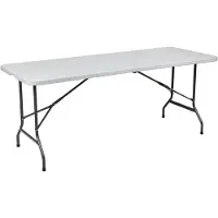 Famanu – Inklapbare vouwtafel in wit, 180x70x74 cm, campingtafel met draaghandvat, weerbestendig