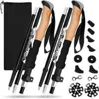 Famanu – Telescopische wandelstokken van 105-135 cm voor heren en dames, ultralicht aluminium 7075, opvouwbaar met opbergtas en accessoires voor trekking en bergsport