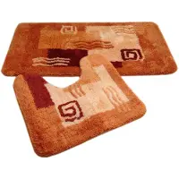 Famanu – Badmat set in terracotta, 2-delig met uitsparing, antislip WC-mat van 50 x 45 cm en badmat van 50 x 90 cm, voor badkamer