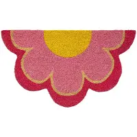 Famanu – Buiten deurmat 'bloem' van kokos met antislip PVC-basis, originele vorm, handgeschilderd, afmetingen 70 cm x 40 cm, ideaal voor entree