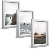 Wallfluent 3-Delige Schilderij Set - Berg- En Zeelandschappen Met Wolken En Bossen - 20 x 30 cm - Muurdecoratie - Wanddecoratie - Hal