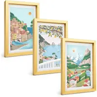 Wallfluent 3-Delige Schilderij Set - Elegante Abstracte Steenpatronen - 40 x 60 cm - Moderne Wanddecoratie - Woonkamer - Woonkamer Decoratie