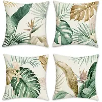 Famanu – Set van 4 kussenhoezen met tropische bladeren, decoratieve polyester kussenhoezen voor sofa en tuin, 45 x 45 cm