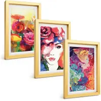 Wallfluent 3-Delige Schilderij Set - Sfeervolle Straatjes Met Bloemen En Citroenen Op De Achtergrond. - 40 x 60 cm - Wanddecoratie - Muurdecoratie - Woonkamer - Woonkamer Decoratie