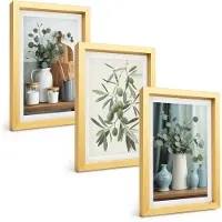 Wallfluent 3-Delige Schilderij Set - Olijven In Vazen ​​Tegen Een Achtergrond Van Gedempte Kleuren. - 40 x 60 cm - Wanddecoratie - Schilderijen Set - Interieur - Decoratieve Schilderijen