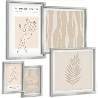 Wallfluent 5-Delige Schilderij Set - Uitzicht Op De Zee En De Architectuur Van Santorini Tegen De Hemel. - 20 x 30 cm - Wanddecoratie - Moderne Interieurdecoratie - Muurdecoratie