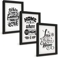 Wallfluent 3-Delige Schilderij Set - Familie, Liefde, Thuis, Warmte In Eenvoudige Slogans - 20 x 30 cm - Moderne Wanddecoratie - Woonkamer