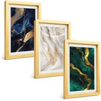 Wallfluent 3-Delige Schilderij Set - Berglandschappen Bij Schemering, Uitzicht Op Het Water - 40 x 60 cm - Stijlvolle Wanddecoratie - Interieur