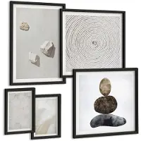 Wallfluent 5-Delige Schilderij Set - Zandstenen En Moderne Verftexturen - 50 x 50 cm, 20 x 30 cm En 40 x 60 cm - Decoratieve Muurdecoratie - Slaapkamer - Moderne Wanddecoratie