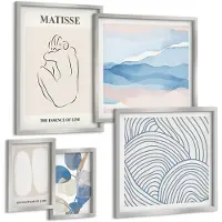 Wallfluent 5-Delige Schilderij Set - Poster Met Botanische Motieven, Parijse Minimalistische Stijl - 20 x 30 cm - Muurdecoratie - Wanddecoratie - Slaapkamer - Stijlvolle Muurdecoratie