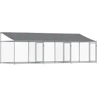 vidaXL Hondenhok met dak en deuren 6x2x2 m gegalvaniseerd staal grijs