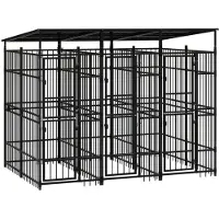 vidaXL Hondenkennel met dak 5,53 m² staal
