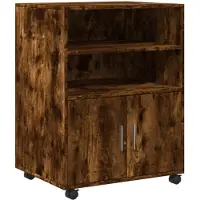 vidaXL Rolkast 60x48x81 cm bewerkt hout gerookt eikenkleurig