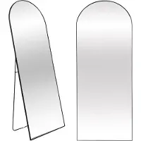 Famanu – Minimalistische design wandspiegel, staande spiegel met metalen rand, zwart, 160 x 60 x 4 cm