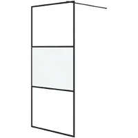 vidaXL Inloopdouchewand 90x195 cm halfmat ESG-glas zwart