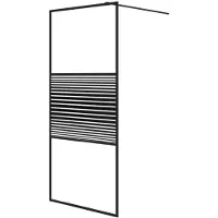 vidaXL Inloopdouchewand 90x195 cm transparant ESG-glas zwart