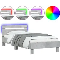 vidaXL Bedframe met hoofdbord en LED-verlichting betongrijs 100x200 cm