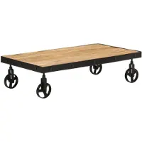 vidaXL Salontafel met wielen, massief gerecycled hout, 100x55x26 cm