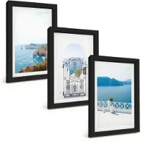 Wallfluent 3-Delige Schilderij Set - Zeezicht Met Griekse Architectuur - 20 x 30 cm - Muurdecoratie - Decoratieve Schilderijen - Wohnzimmer - Wanddecoratie