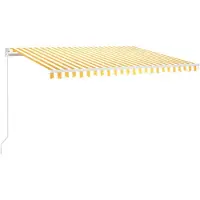 vidaXL Luifel handmatig uittrekbaar met LED 400x300 cm geel en wit
