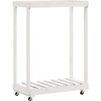 vidaXL Houtblokhouder met wielen 76,5x40x108 cm massief grenenhout wit