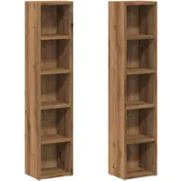 vidaXL CD-kasten 2 st 21x16x93,5 bewerkt hout artisanaal eikenkleur