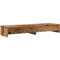vidaXL Monitorstandaard met lades 100x27x15 cm hout oud houtkleurig