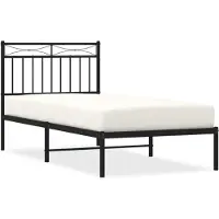 vidaXL Bedframe met hoofdbord metaal zwart 90x190 cm