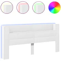 vidaXL Hoofdbordkast met LED-verlichting 220x16,5x103,5 cm wit