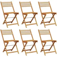 vidaXL Klapstoelen 6 stuks Beige Massief Acaciahout