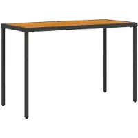 vidaXL Tuintafel met acaciahouten blad 115x54x74 cm poly rattan zwart