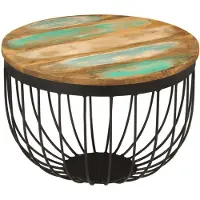 vidaXL Salontafel, diameter 50 x 35 cm, massief gerecycled hout en staal