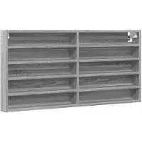 vidaXL Vitrinekast 100x8,5x50 cm bewerkt hout grijs sonoma eikenkleur