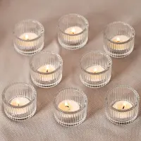 Famanu – Set van 24 mini theelichthouders van helder glas, 5 cm x 3,5 cm, ideaal voor bruiloften, verjaardagsfeesten en tafeldecoratie