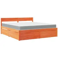 vidaXL Bed met lades en matras massief grenenhout wasbruin 180x200 cm