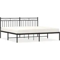 vidaXL Bedframe met hoofdbord metaal zwart 180x200 cm