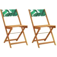 vidaXL Inklapbare stoelen 2 st bladpatroon massief acaciahout en stof