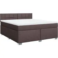vidaXL Boxspring met matras stof donkerbruin 180x200 cm